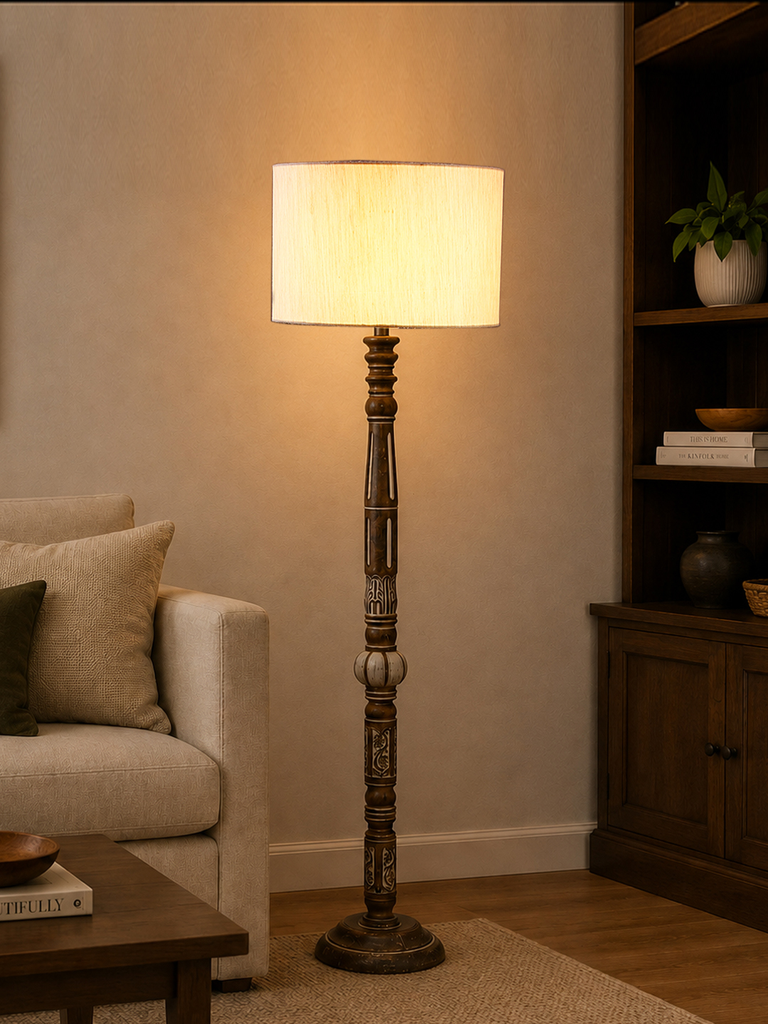 Ambika Home Nordic Bloom White Brushed Floor Lamp | Premium Living Room, Bedroom & Hallway Lighting | E27 Holder & Bulb Included - Image 3