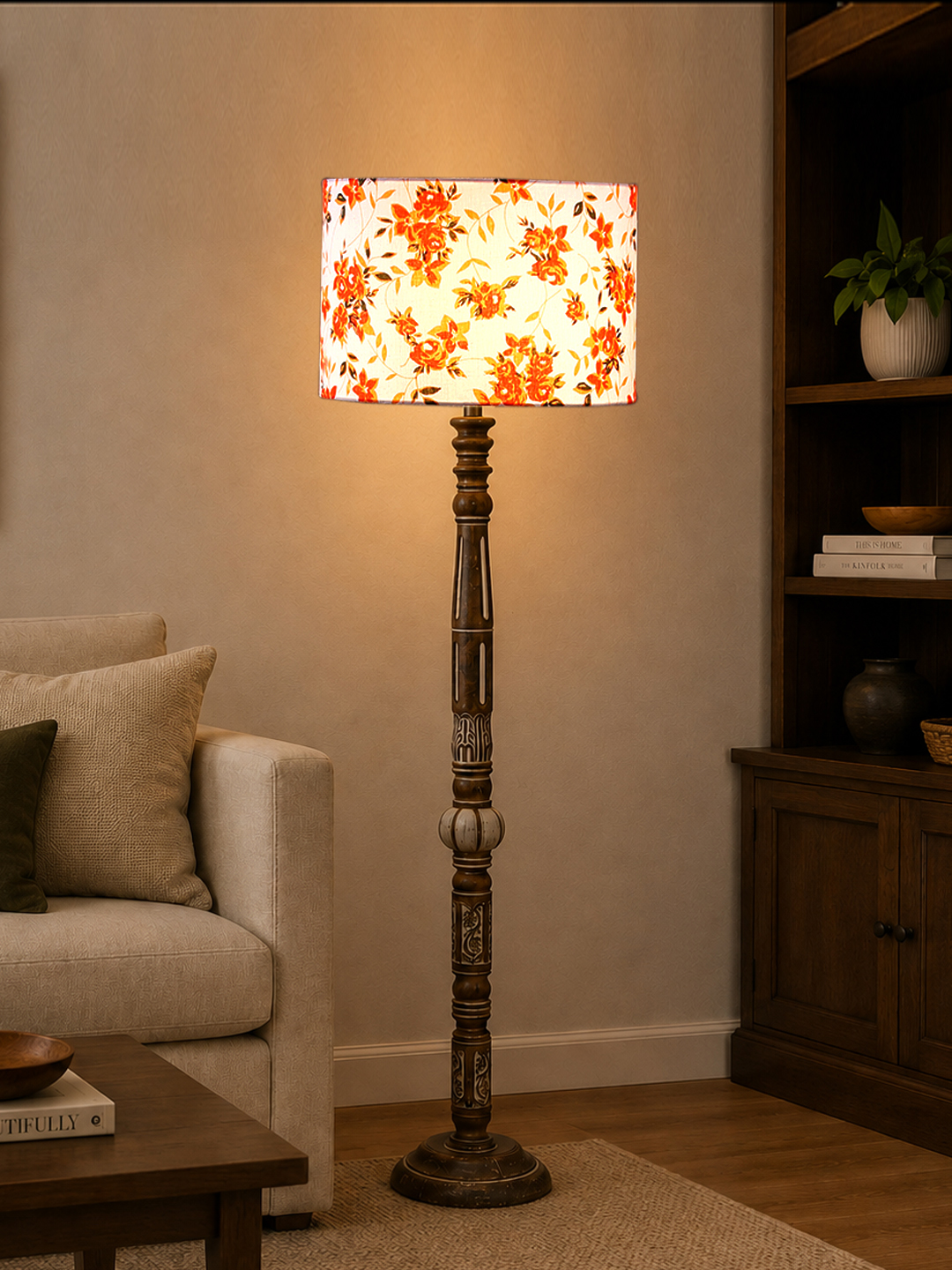 Ambika Home Serene Vista White Brushed Floor Lamp | Premium Living Room, Bedroom & Hallway Lighting | E27 Holder & Bulb Included - Image 3