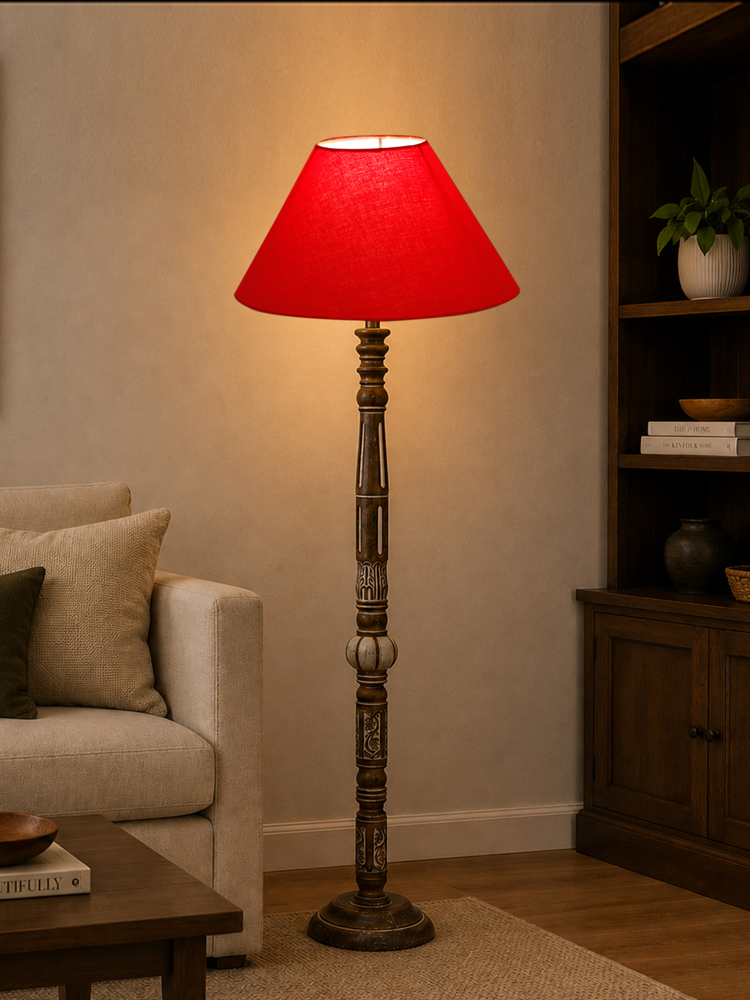 Ambika Home Velvet Glow White Brushed Floor Lamp | Premium Living Room, Bedroom & Hallway Lighting | E27 Holder & Bulb Included - Image 3