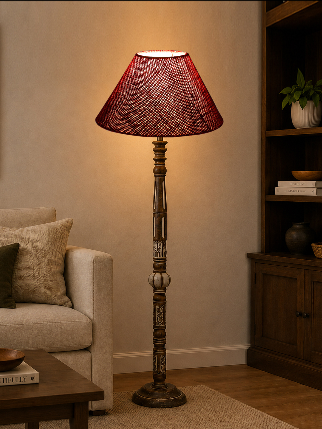 Ambika Home Pearl Haven White Brushed Floor Lamp | Premium Living Room, Bedroom & Hallway Lighting | E27 Holder & Bulb Included - Image 3