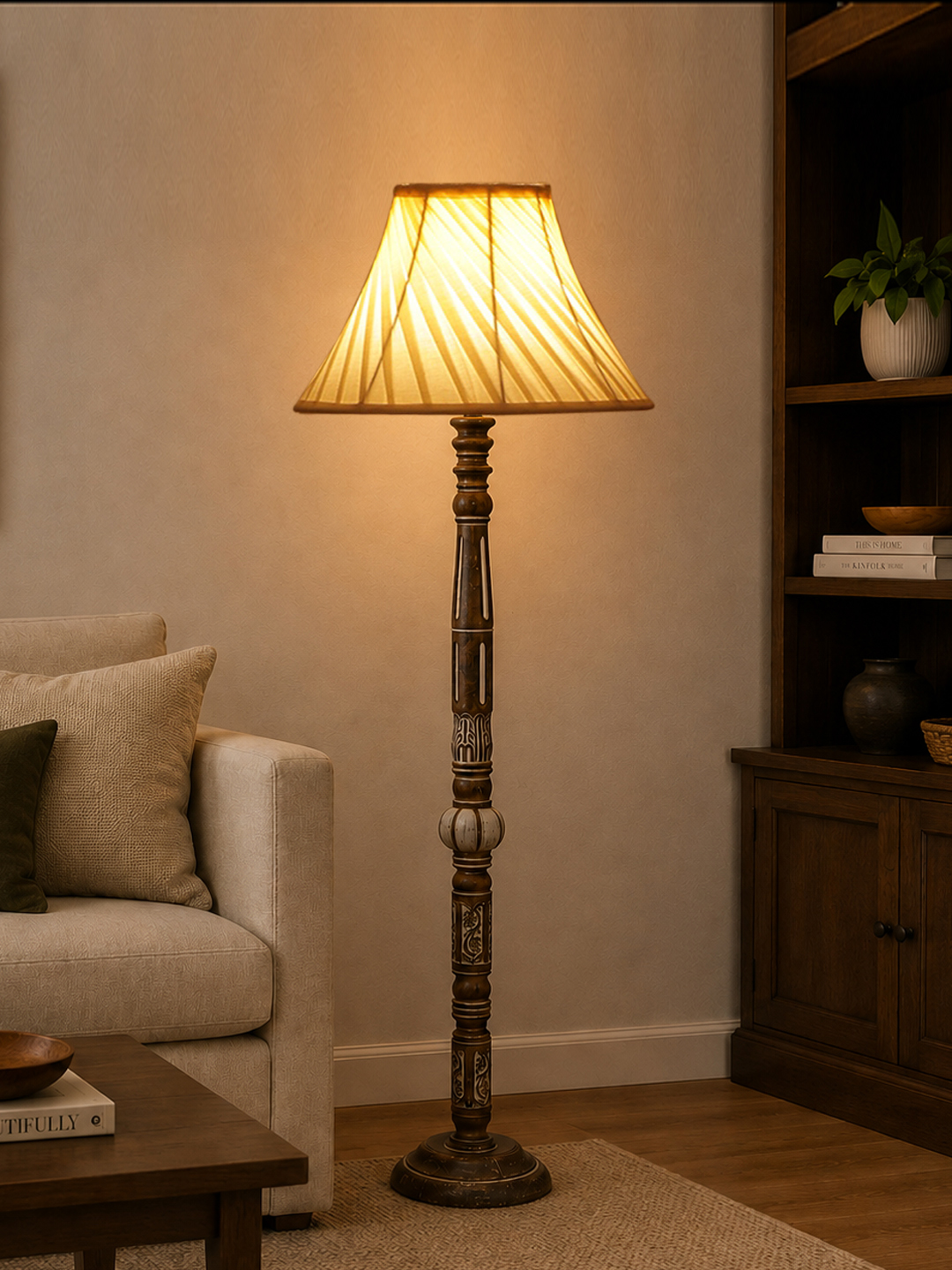 Ambika Home Serene Vista White Brushed Floor Lamp | Premium Living Room, Bedroom & Hallway Lighting | E27 Holder & Bulb Included - Image 3