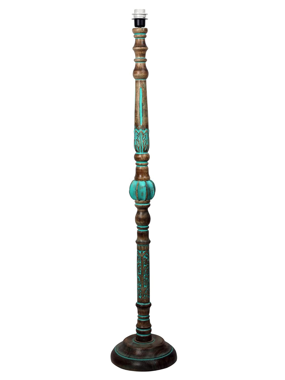 Ambika Home White Shade Wooden Floor Lamp for Living Room, Bedroom & Hallway | Modern Wood Standing Lamp | B22 Holder | Hotel & Guest Room Decor - Image 3