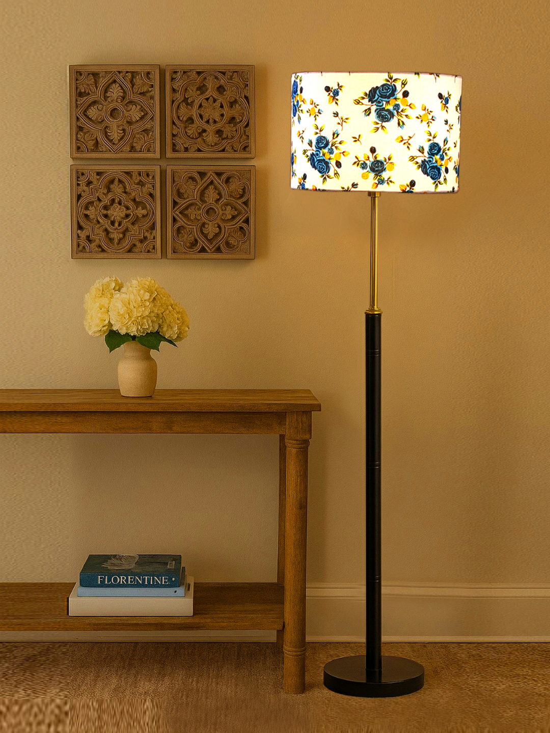 Ambika Home Blue Shade Premium Floor Lamp for Living Room, Bedroom & Hallway | Decorative Standing Light | E27 Holder Included Bulb - Image 3