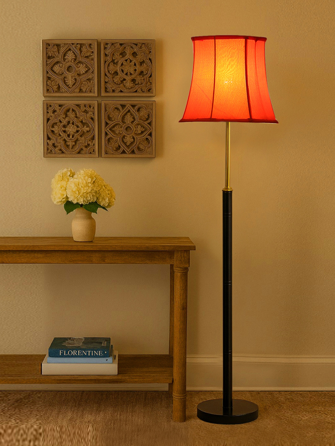 Ambika Home Orange Shade Premium Floor Lamp for Living Room, Bedroom & Hallway | Decorative Standing Light | E27 Holder Included Bulb - Image 3