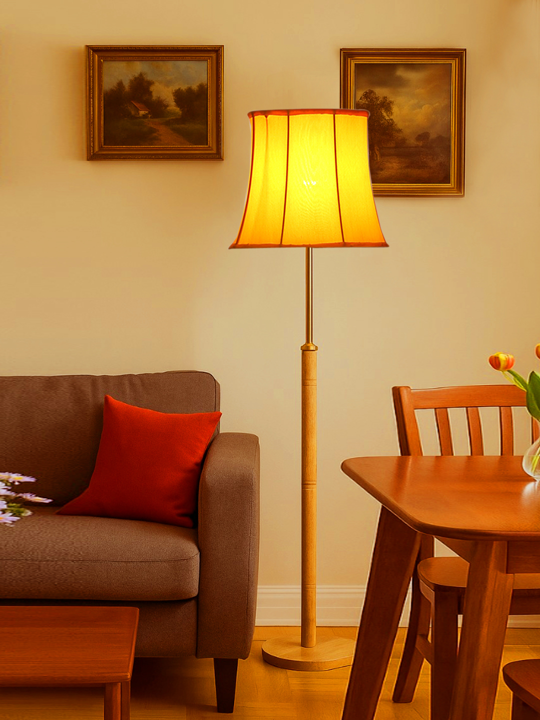 Ambika Home Yellow Shade Premium Floor Lamp for Living Room, Bedroom & Hallway | Decorative Standing Light | E27 Holder Included Bulb - Image 3