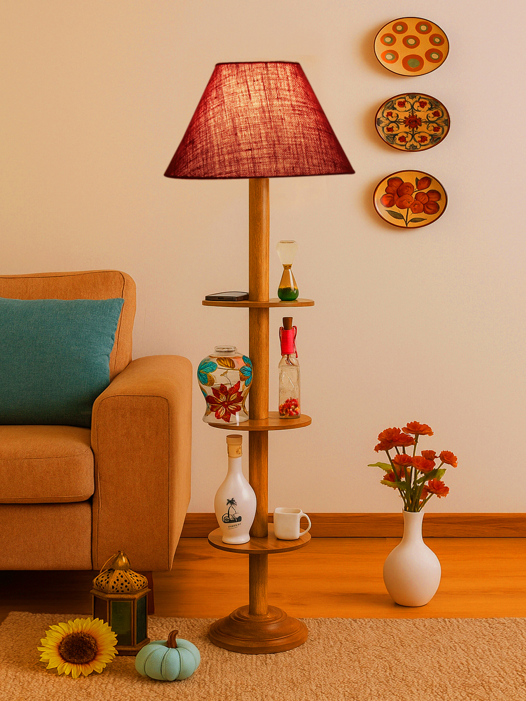 Ambika Home White Shade Premium Floor Lamp for Living Room, Bedroom & Hallway | Decorative Standing Light | E27 Holder Included Bulb - Image 3
