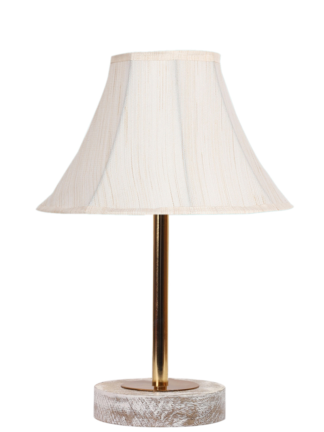 Ambika Home Luxury Premium Devansh Off-white cotton Vintage lamp with White Brushed Wood Base & Steel Pipe (12x17.75) Lamp with off-white Shade for Living Room, Bedroom & Hallway - Image 4