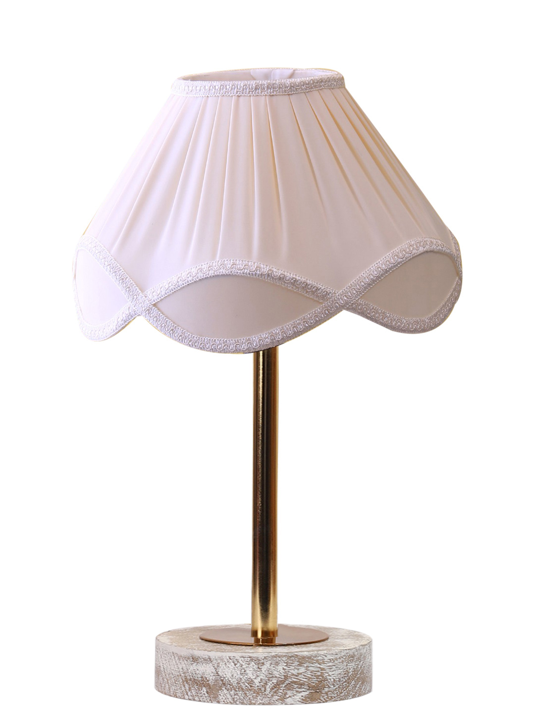 Ambika Home Luxury Premium Devansh Off-white cotton Vintage lamp with White Brushed Wood Base & Steel Pipe (12x19.25) Lamp with off-white Shade for Living Room, Bedroom & Hallway - Image 4