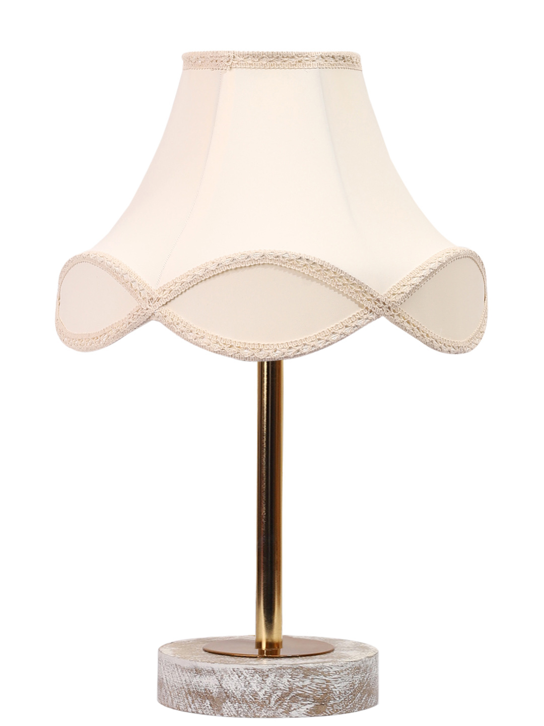 Ambika Home Luxury Premium Devansh Off-white cotton Vintage lamp with White Brushed Wood Base & Steel Pipe (12x19.25) Lamp with off-white Shade for Living Room, Bedroom & Hallway - Image 4