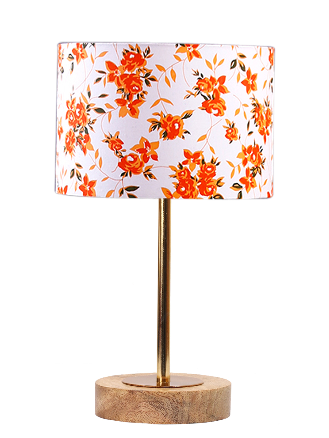 Ambika Home Luxury Premium Devansh Multicolor cotton table lamp with Natural Wood Base & Golden Pipe (7X17 inches)-14 Lamp with Multicolor Shade for Living Room, Bedroom & Hallway - Image 4
