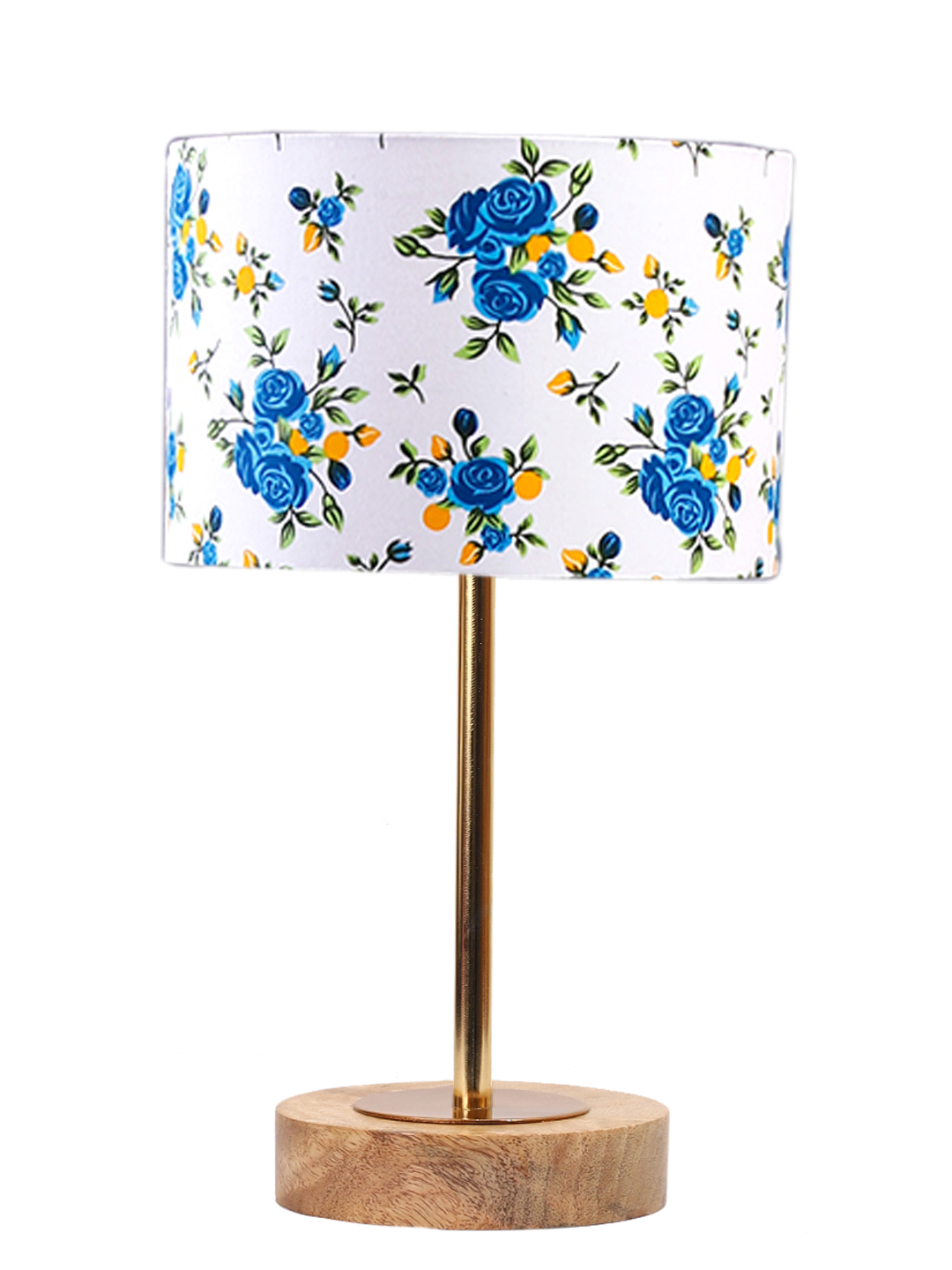 Ambika Home Luxury Premium Devansh Multicolor cotton table lamp with Natural Wood Base & Golden Pipe (7X17 inches)-15 Lamp with Multicolor Shade for Living Room, Bedroom & Hallway - Image 4