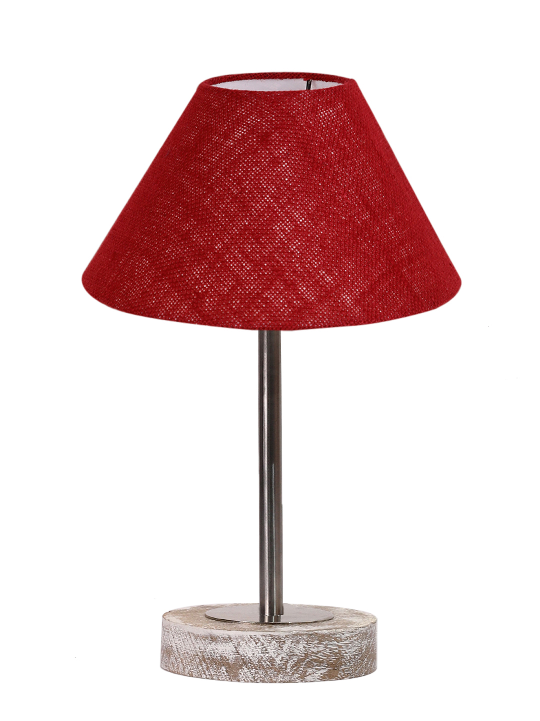 Ambika Home Luxury Premium Devansh Maroon Jute table lamp with g White Brushed Wood Base & Golden finish Metal (10X16.25 inches)-36 Lamp with Maroon Shade for Living Room, Bedroom & Hallway - Image 4