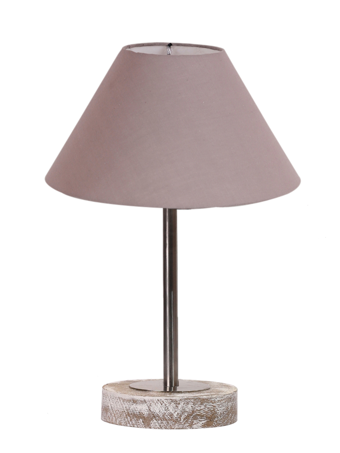 Ambika Home Luxury Premium Devansh Grey cotton table lamp with White Brushed Wood Base & Golden finish Metal (10X16.25 inches)-32 Lamp with Grey Shade for Living Room, Bedroom & Hallway - Image 4