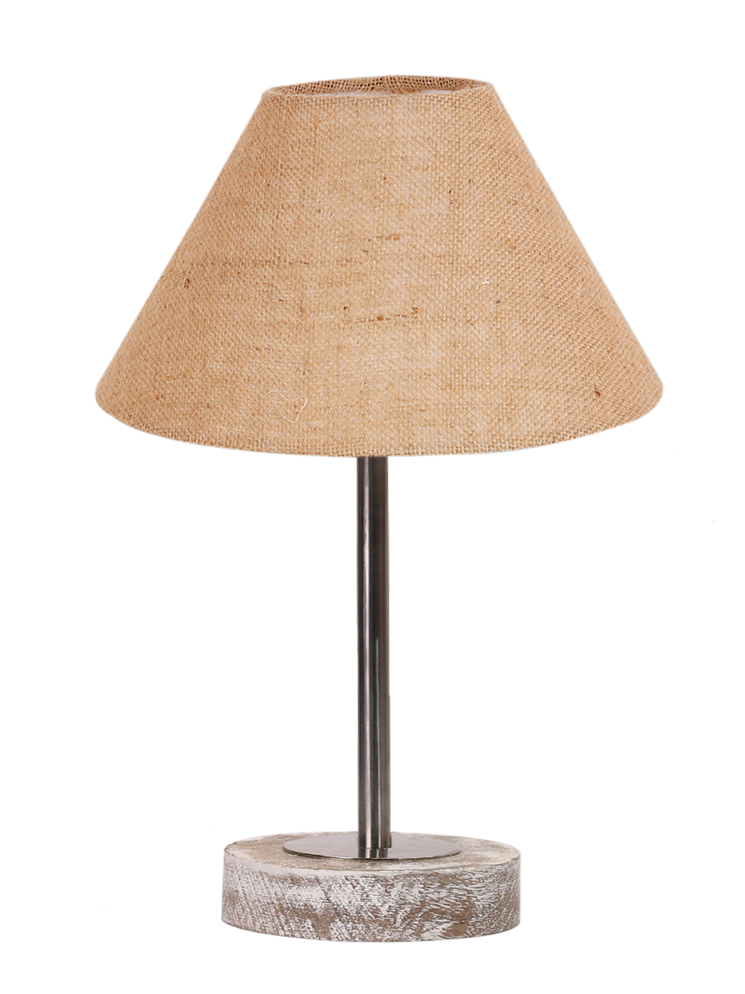 Ambika Home Luxury Premium Devansh Beige Jute table lamp with Black White Brushed Wood Base & Golden finish Metal & Golden finish Metal (10X16.25 inches)-34 Lamp with Beige Shade for Living Room, Bedroom & Hallway - Image 4