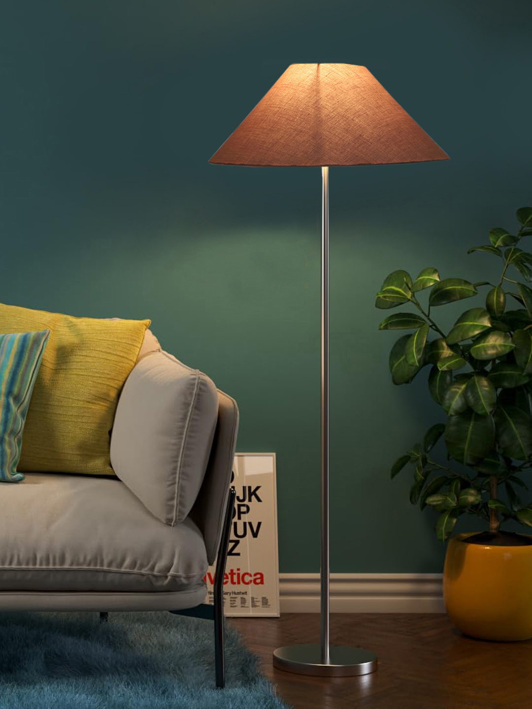 Ambika Home Contemporary Grey Steel Floor Lamp for Sophisticated Homes & Hotels | E27 Holder Included Bulb - Image 4