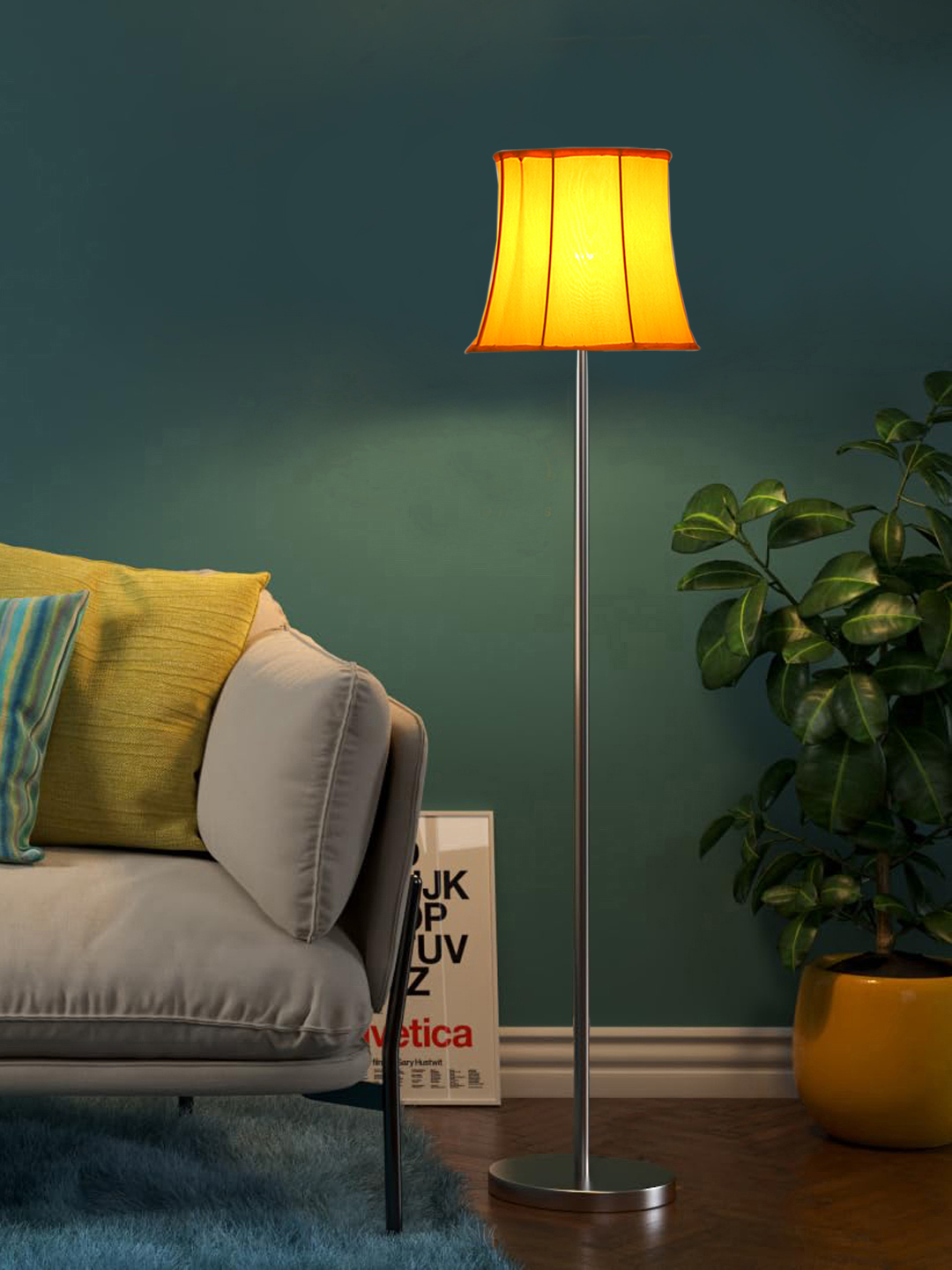Ambika Home Artisan Yellow Steel Floor Lamp with Luxury Designer Appeal | E27 Holder Included Bulb - Image 4