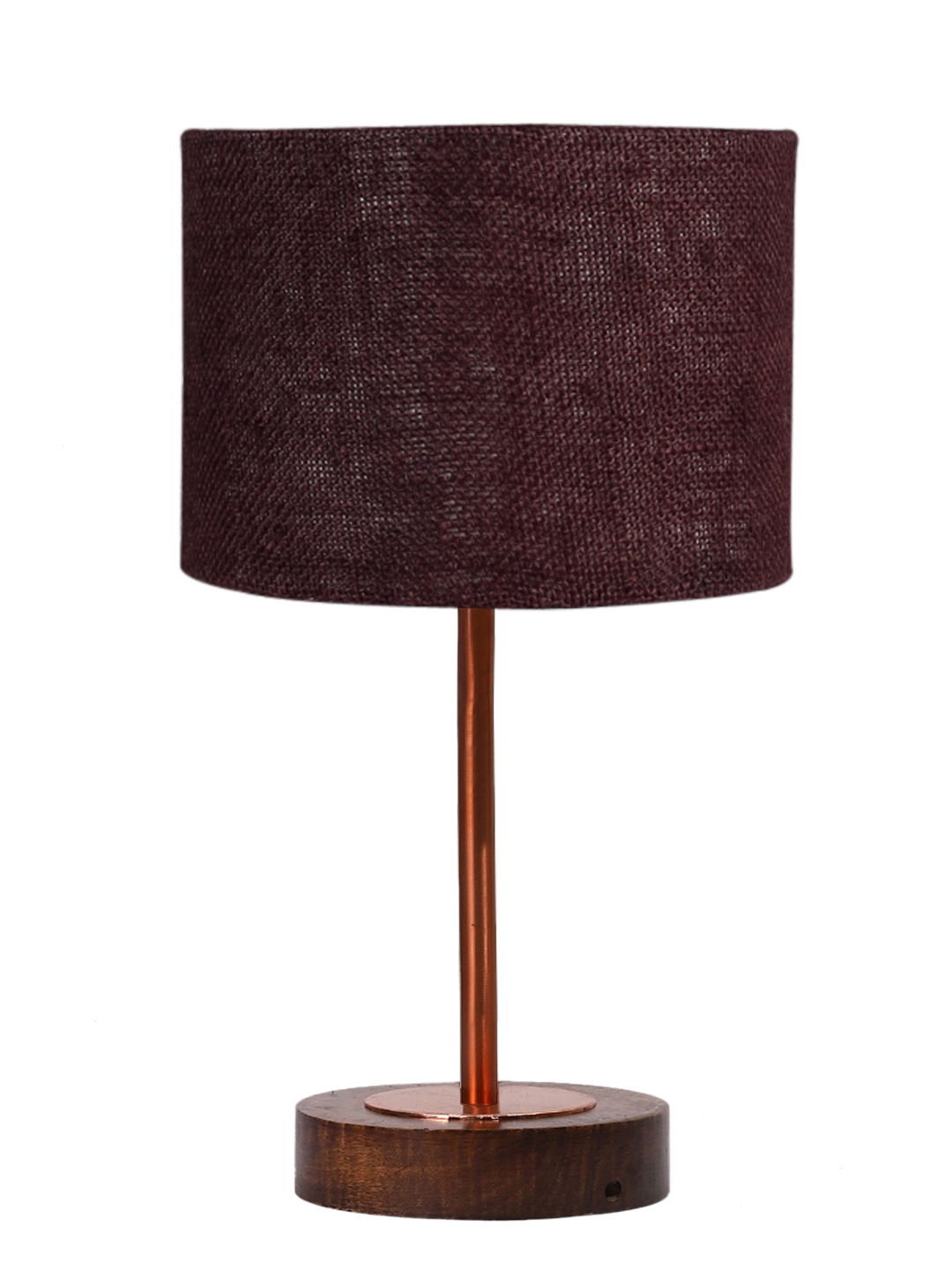 Ambika Home Luxury Premium Devansh Brown Jute table lamp with Brown wood Base & Copper finish Metal (7X17 inches)-17 Lamp with Brown Shade for Living Room, Bedroom & Hallway - Image 4