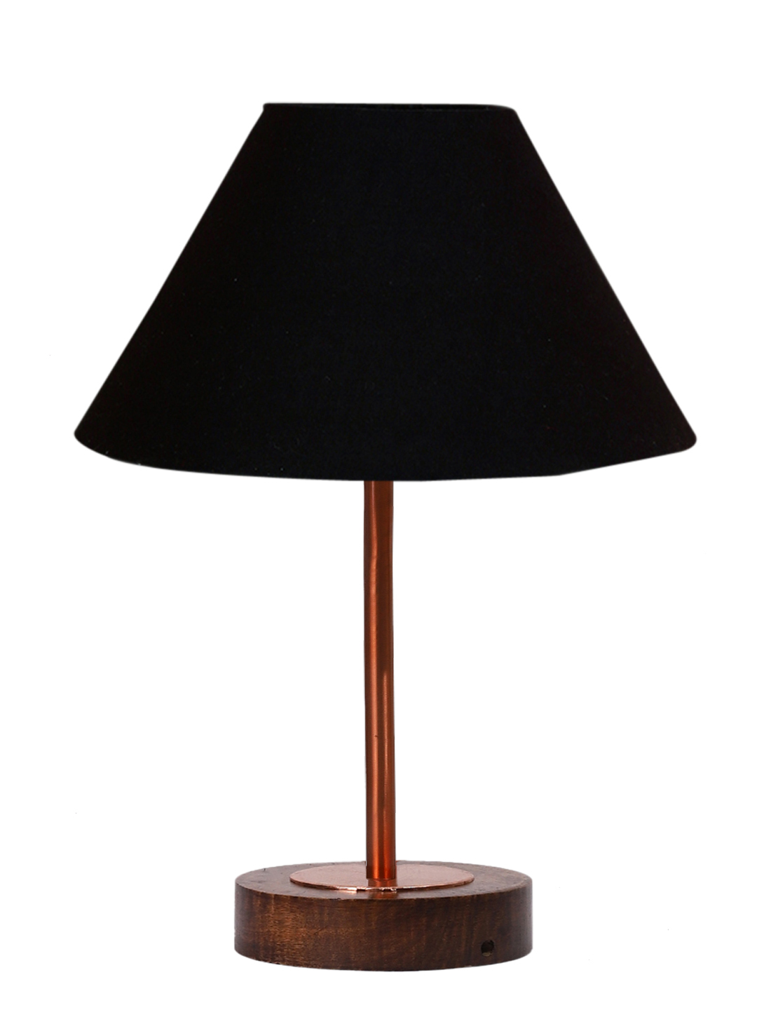 Ambika Home Luxury Premium Devansh Black cotton table lamp with Brown wood Base & Copper finish Metal (10X16.25 inches)-28 Lamp with Black Shade for Living Room, Bedroom & Hallway - Image 4