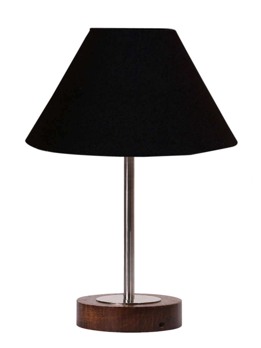 Ambika Home Luxury Premium Devansh Black cotton table lamp with Brown wood Base & Steel Pipe (10X16.25 inches)-28 Lamp with Black Shade for Living Room, Bedroom & Hallway - Image 4