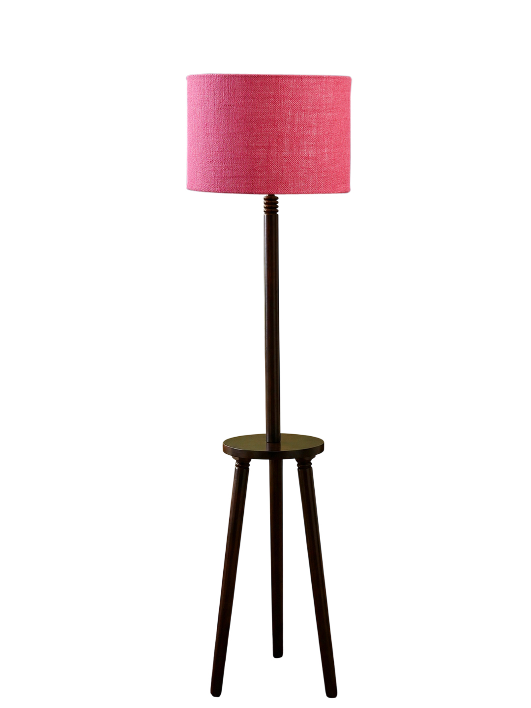 Premium Pink Jute Shade Floor Lamp with Wooden Shelf Stand for Living Room, Bedroom & Reading Corner | Modern Decorative Standing Lamp | Solid Wood Base | Elegant Home Lighting - Image 4