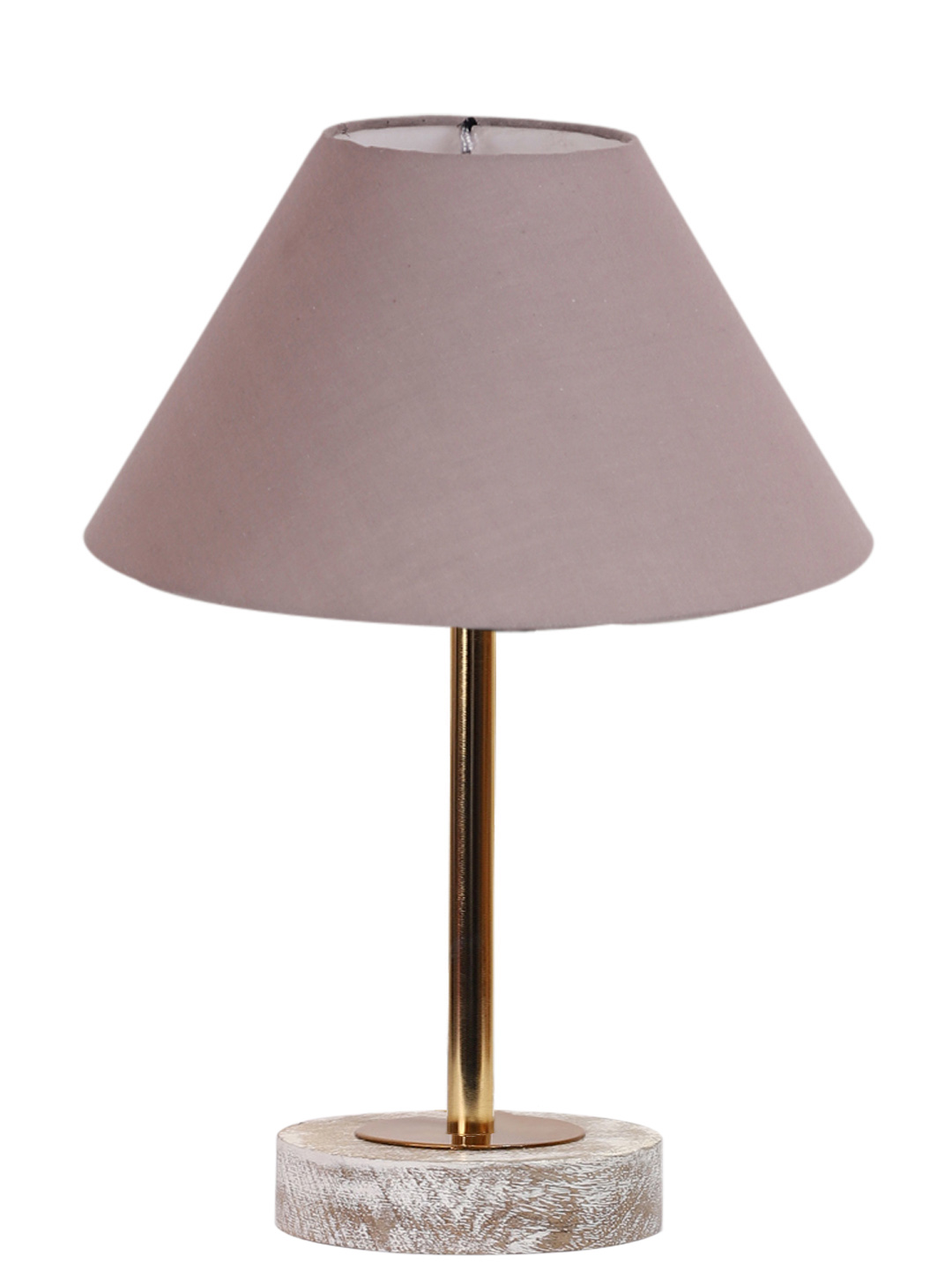 Ambika Home Luxury Premium Devansh Grey cotton table lamp with White Brushed Wood Base & Steel Pipe (10X16.25 inches)-32 Lamp with Grey Shade for Living Room, Bedroom & Hallway - Image 4