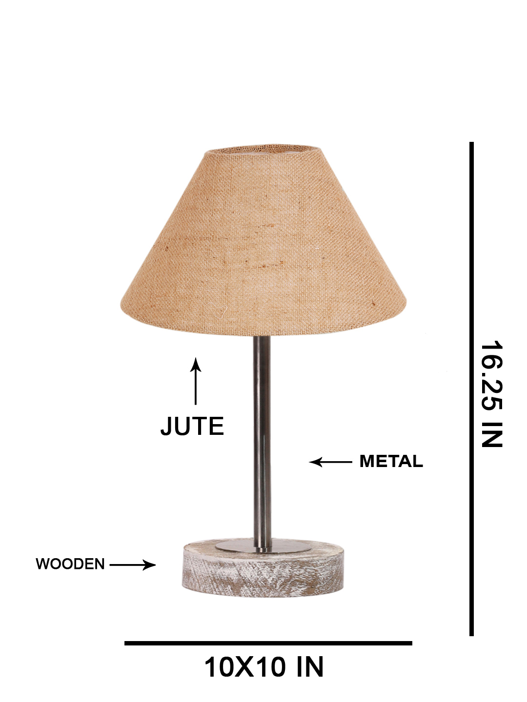 Ambika Home Luxury Premium Devansh Beige Jute table lamp with Black White Brushed Wood Base & Golden finish Metal & Golden finish Metal (10X16.25 inches)-34 Lamp with Beige Shade for Living Room, Bedroom & Hallway - Image 5