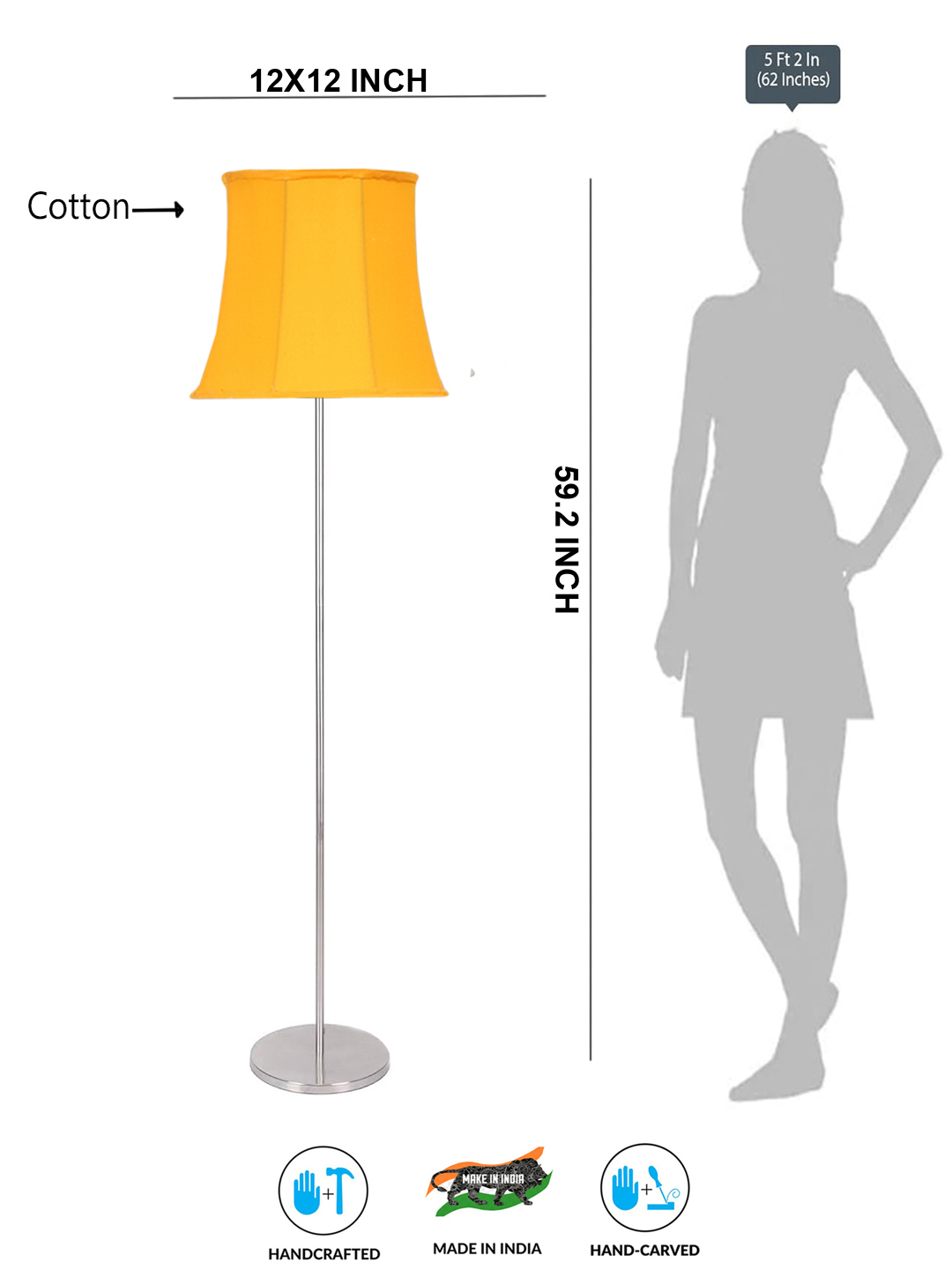 Ambika Home Artisan Yellow Steel Floor Lamp with Luxury Designer Appeal | E27 Holder Included Bulb - Image 5