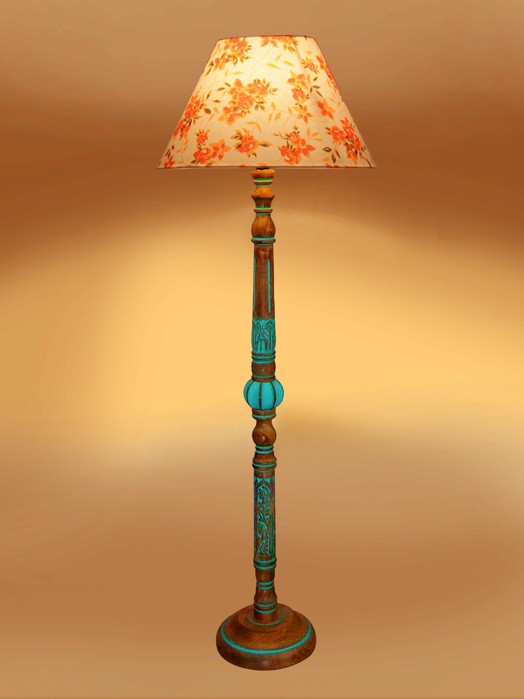 Ambika Home MULTI Shade Wooden Floor Lamp for Living Room, Bedroom & Hallway | Modern Wood Standing Lamp | B22 Holder | Hotel & Guest Room Decor - Image 5