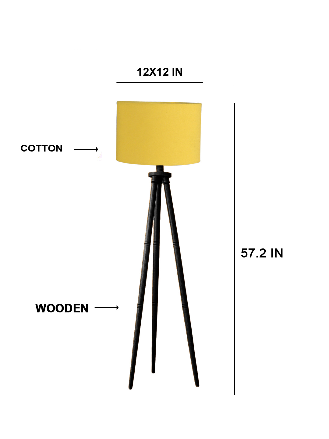Ambika Home Designer Yellow Wooden Tripod Floor Light for Living Space & Hotels | E27 Holder Included Bulb - Image 5