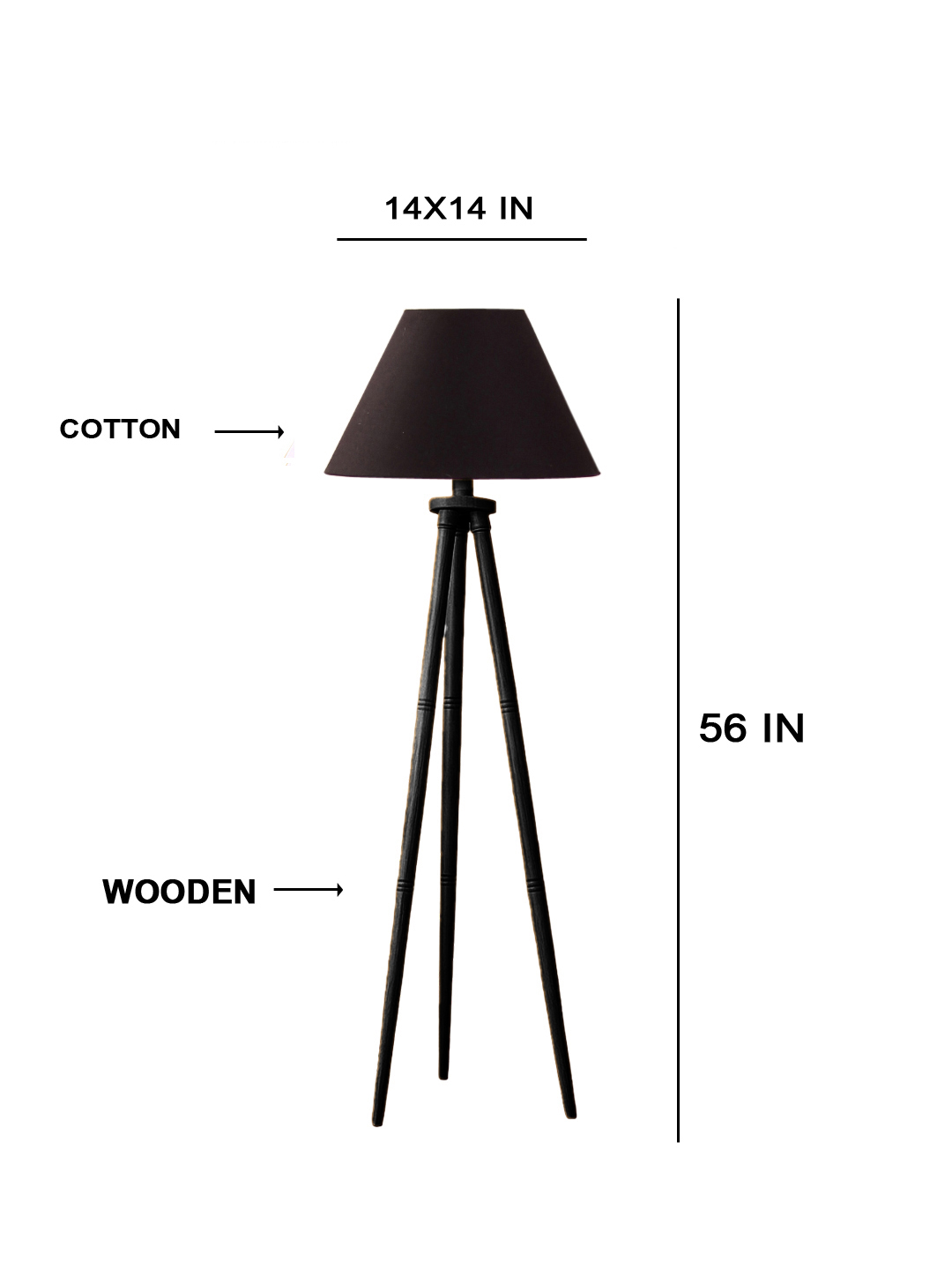Ambika Home Off-white Shade Wooden Tripod Floor Lamp for Living Room, Bedroom & Hotel Decor | E27 Holder Included Bulb - Image 5