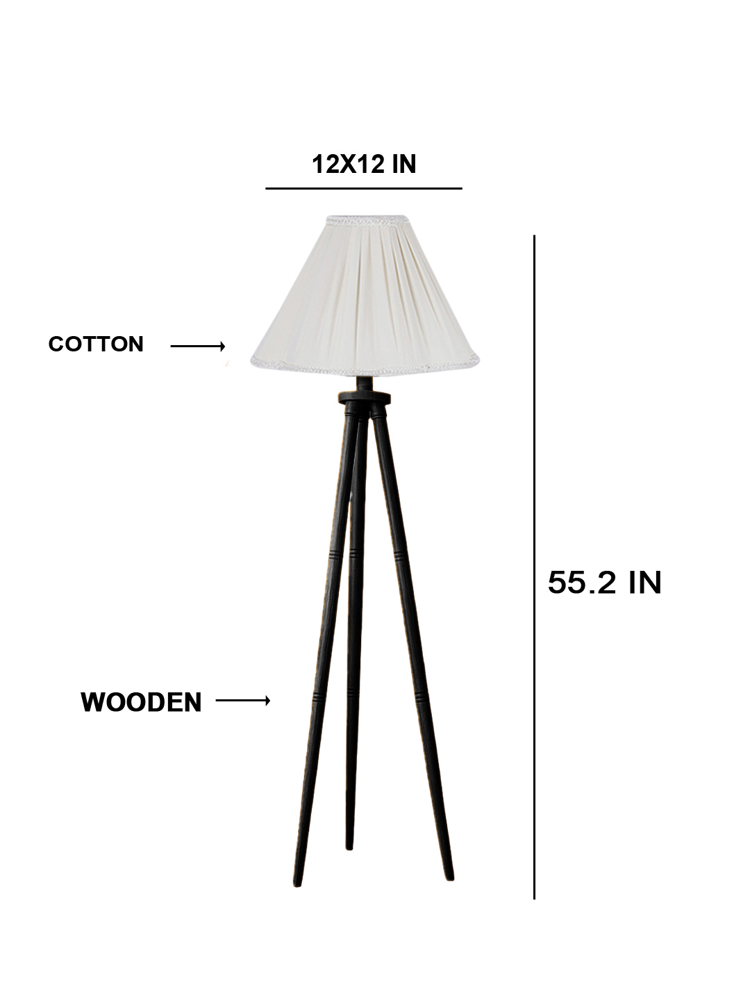 Ambika Home Designer Off-white Wooden Tripod Floor Light for Living Space & Hotels | E27 Holder Included Bulb - Image 5