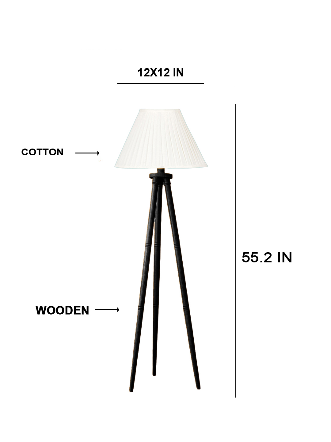 Ambika Home Off-white Shade Wooden Tripod Floor Lamp for Living Room, Bedroom & Hotel Decor | E27 Holder Included Bulb - Image 5