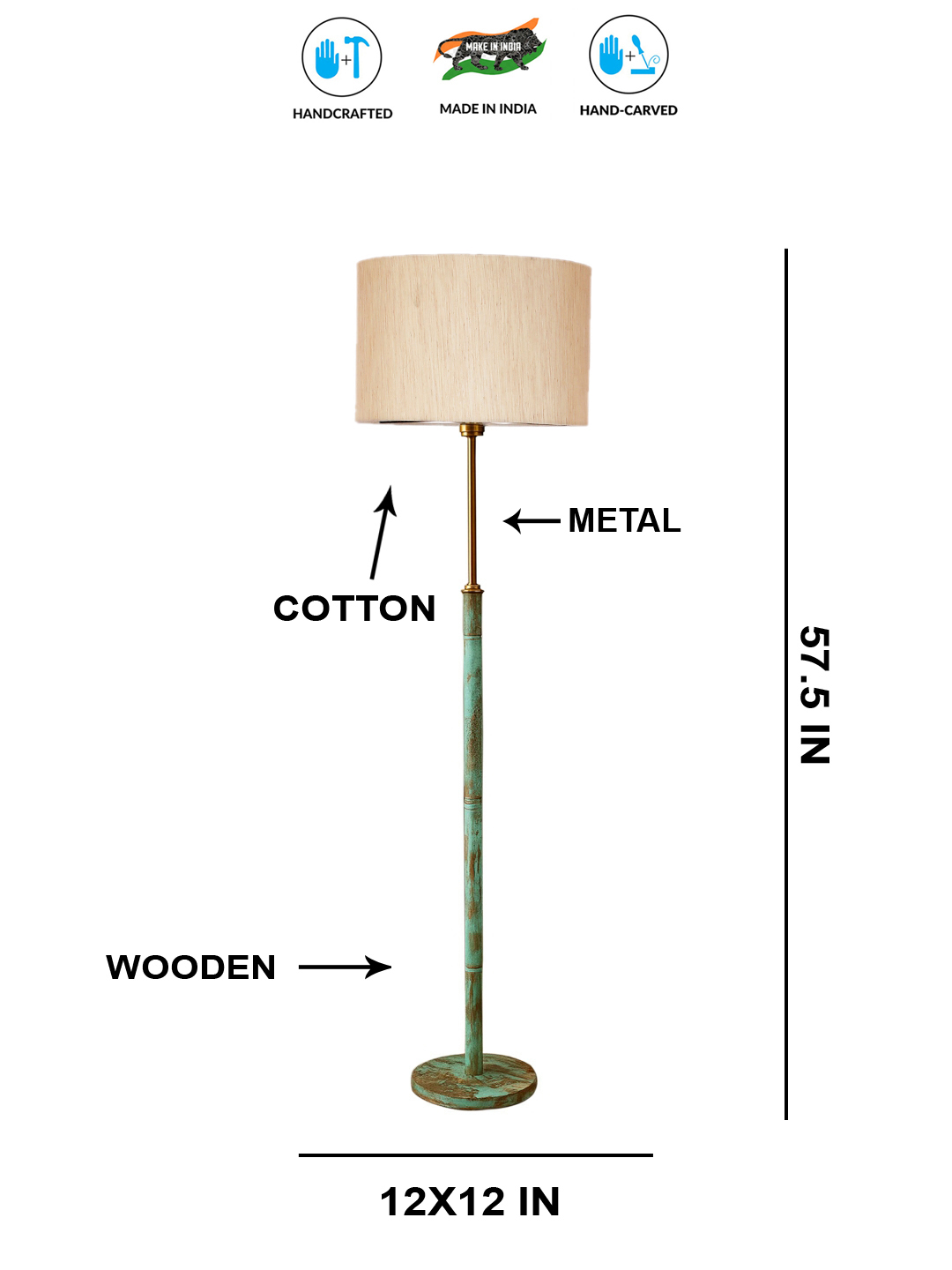 Ambika Home Off-white Shade Premium Floor Lamp for Living Room, Bedroom & Hallway | Decorative Standing Light | E27 Holder Included Bulb - Image 5