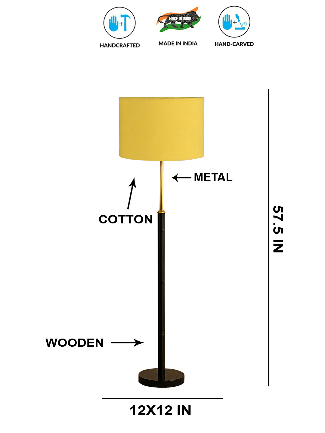Ambika Home Yellow Shade Premium Floor Lamp for Living Room, Bedroom & Hallway | Decorative Standing Light | E27 Holder Included Bulb - Image 11