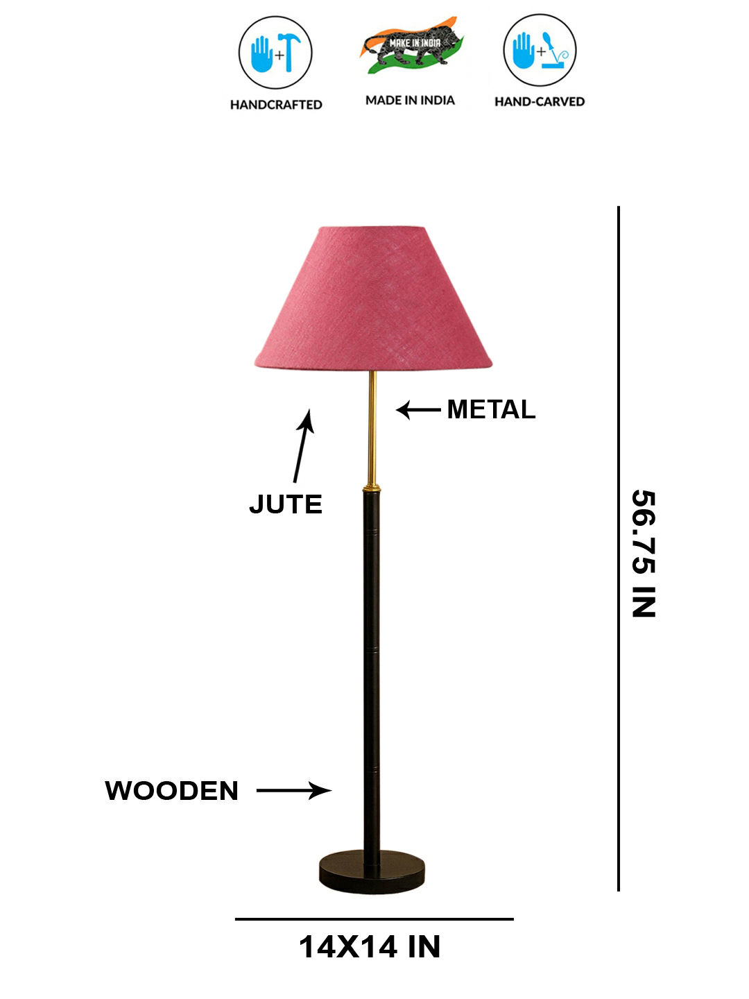 Ambika Home Pink Shade Premium Floor Lamp for Living Room, Bedroom & Hallway | Decorative Standing Light | E27 Holder Included Bulb - Image 5