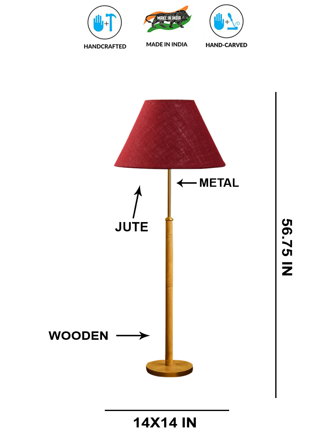 Ambika Home Maroon Shade Premium Floor Lamp for Living Room, Bedroom & Hallway | Decorative Standing Light | E27 Holder Included Bulb - Image 6