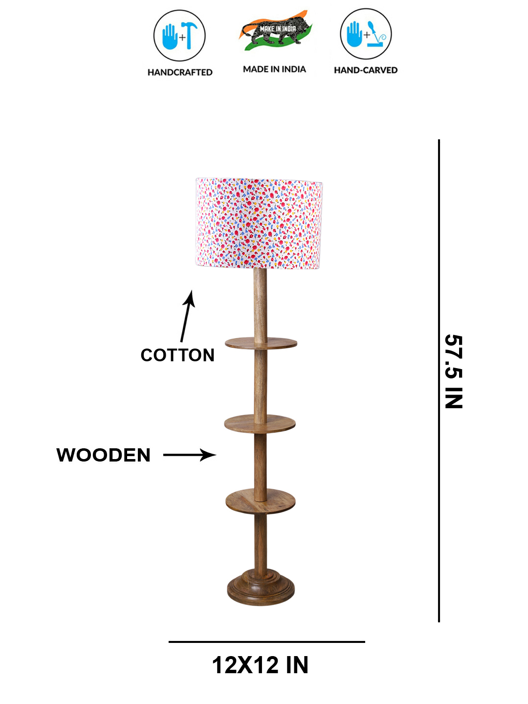 Ambika Home Blue Shade Premium Floor Lamp for Living Room, Bedroom & Hallway | Decorative Standing Light | E27 Holder Included Bulb - Image 5