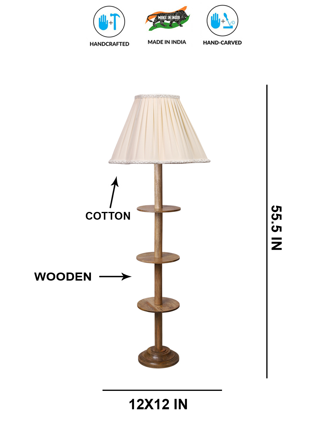 Ambika Home Off-white Shade Premium Floor Lamp for Living Room, Bedroom & Hallway | Decorative Standing Light | E27 Holder Included Bulb - Image 5