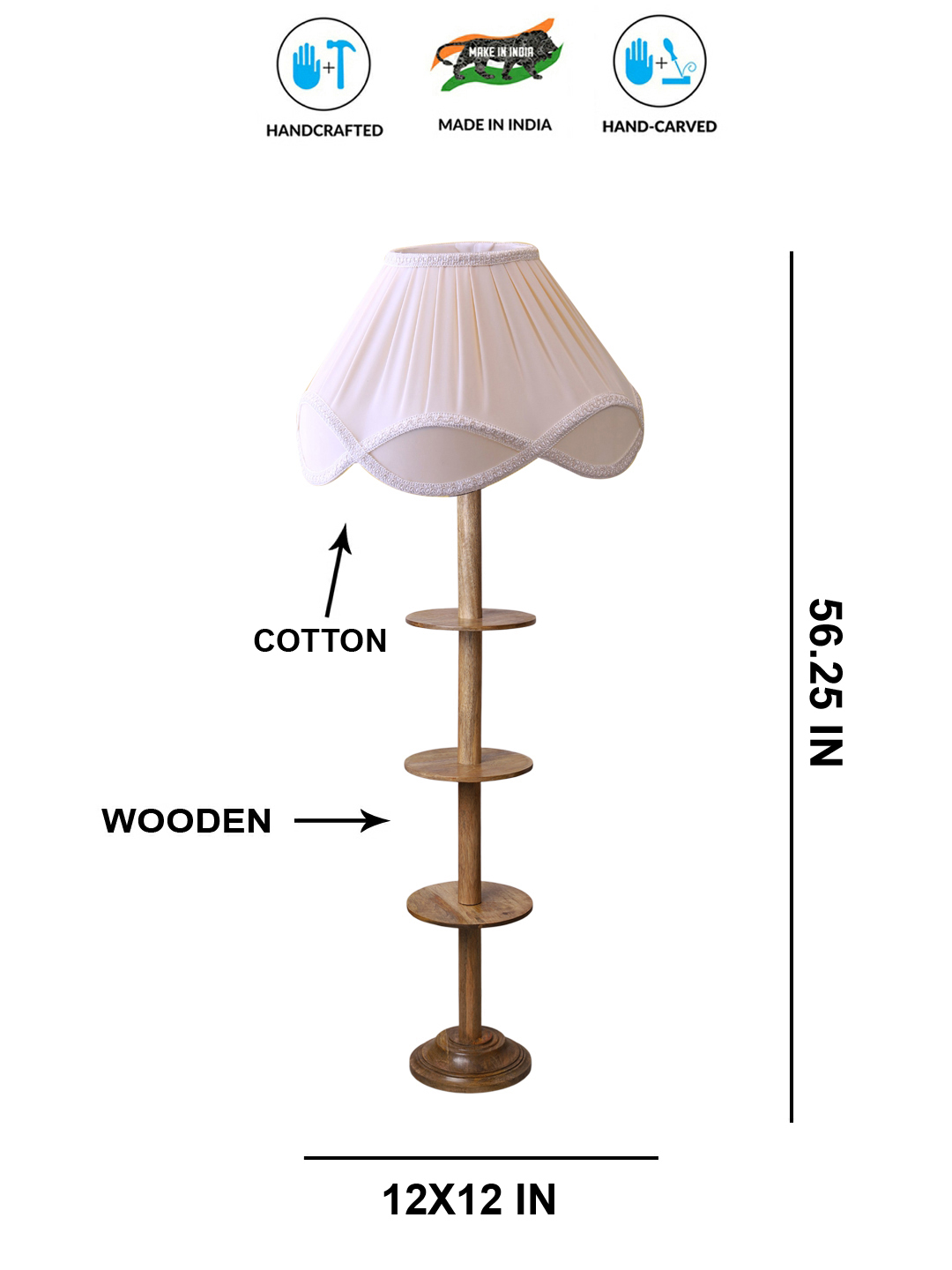 Ambika Home Off-white Shade Premium Floor Lamp for Living Room, Bedroom & Hallway | Decorative Standing Light | E27 Holder Included Bulb - Image 5