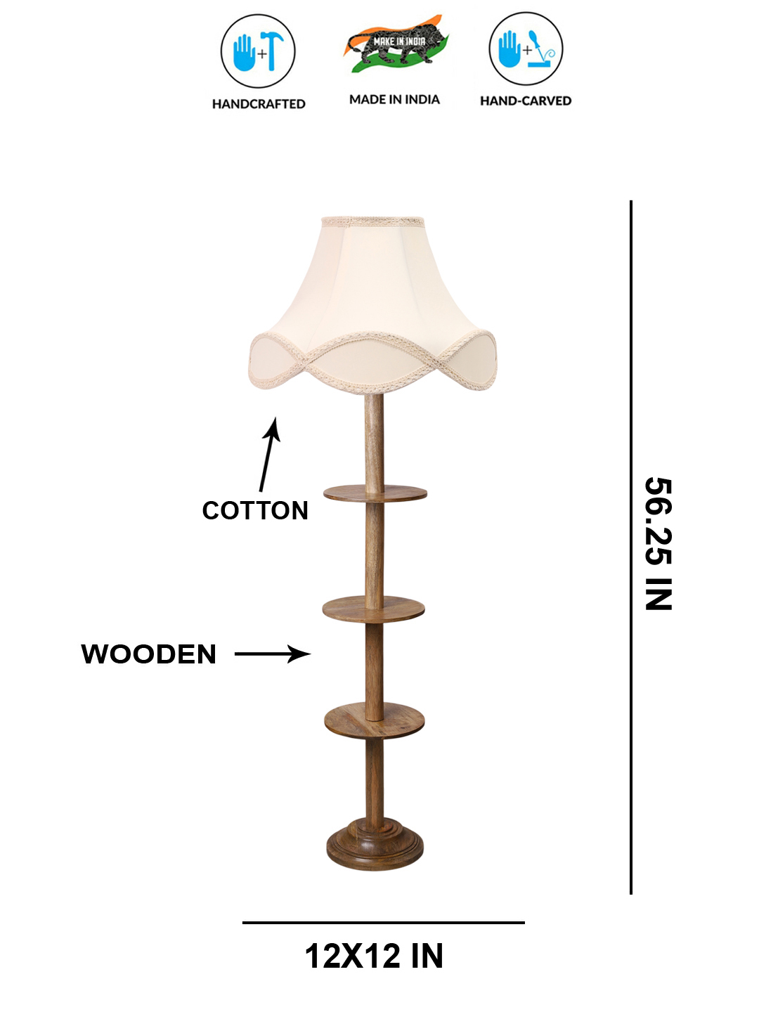 Ambika Home Off-white Shade Premium Floor Lamp for Living Room, Bedroom & Hallway | Decorative Standing Light | E27 Holder Included Bulb - Image 5