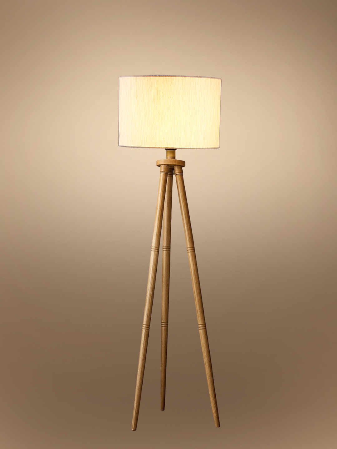 Ambika Home Off-white Shade Wooden Natural Tripod Floor Lamp for Living Room, Bedroom & Hotel Decor | E27 Holder Included Bulb - Image 6