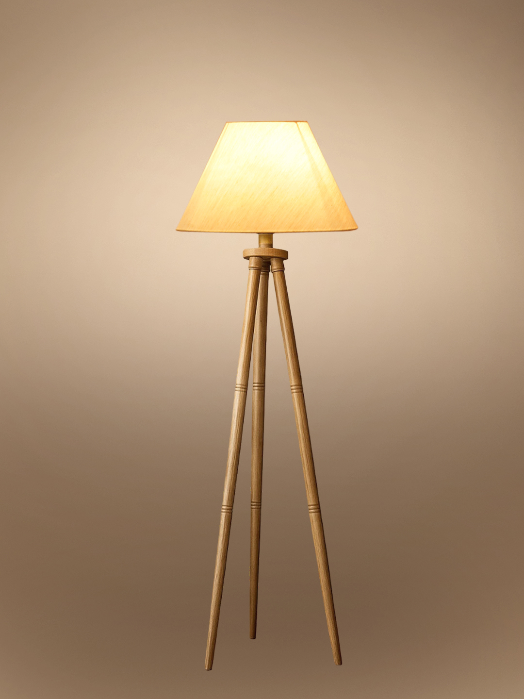 Ambika Home Off-white Shade Wooden Natural Tripod Floor Lamp for Living Room, Bedroom & Hotel Decor | E27 Holder Included Bulb - Image 6