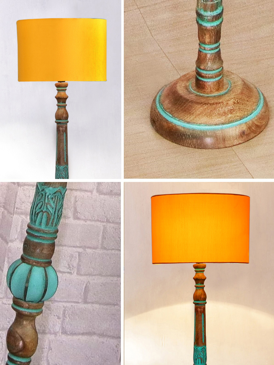 Ambika Home YELLOW Shade Wooden Floor Lamp for Living Room, Bedroom & Hallway | Modern Wood Standing Lamp | B22 Holder | Hotel & Guest Room Decor - Image 6