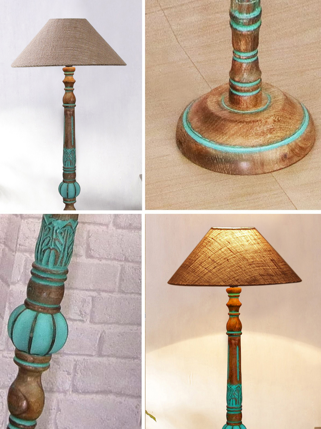 Ambika Home BEIGE Shade Wooden Floor Lamp for Living Room, Bedroom & Hallway | Modern Wood Standing Lamp | B22 Holder | Hotel & Guest Room Decor - Image 6