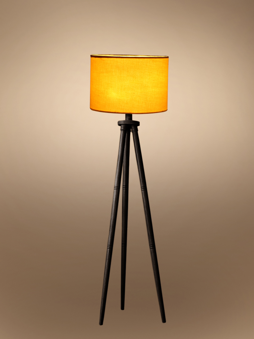 Ambika Home Designer Yellow Wooden Tripod Floor Light for Living Space & Hotels | E27 Holder Included Bulb - Image 6