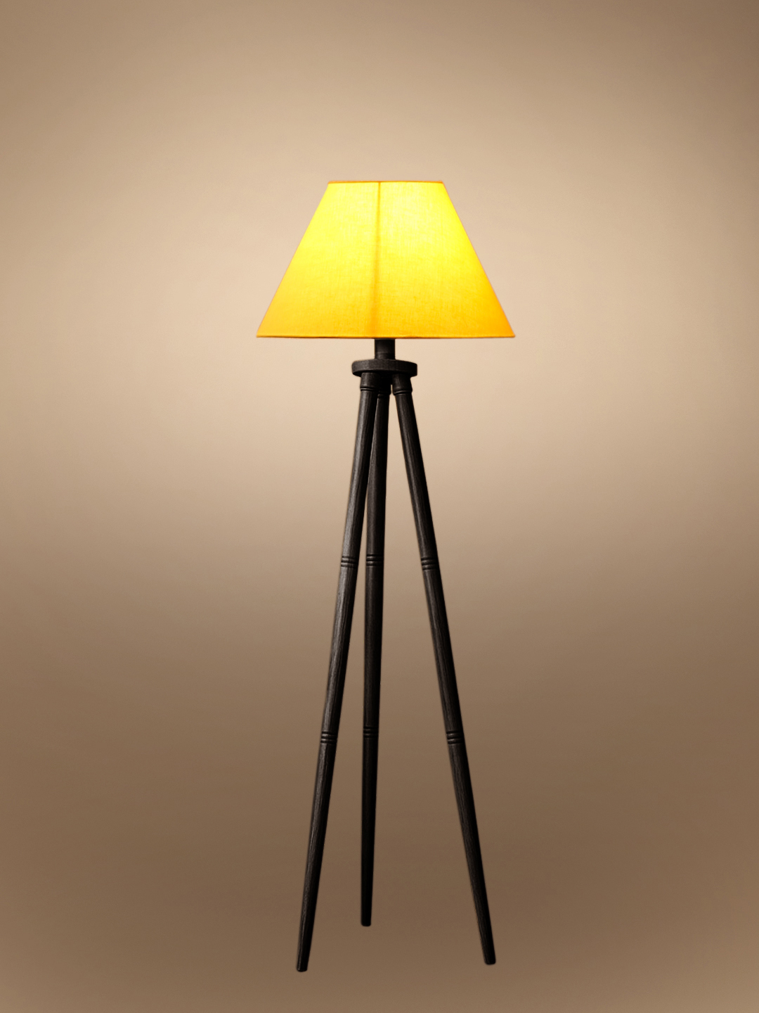 Ambika Home Designer Yellow Wooden Tripod Floor Light for Living Space & Hotels | E27 Holder Included Bulb - Image 6