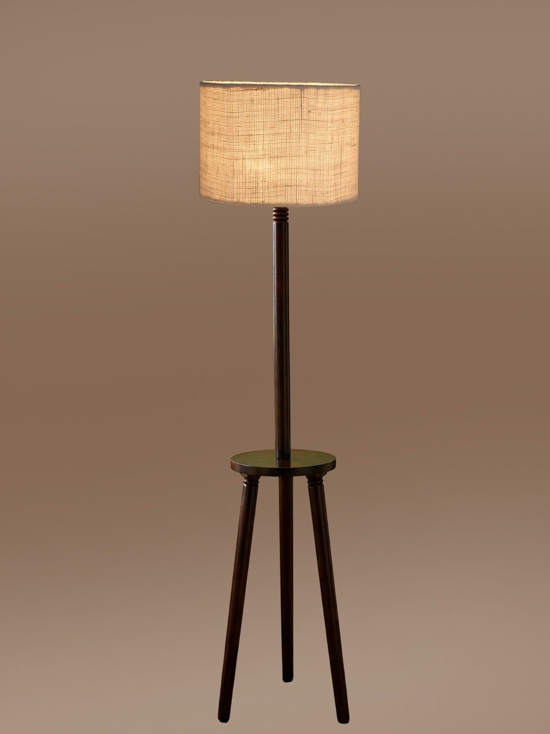 Premium White Jute Shade Floor Lamp with Wooden Shelf Stand for Living Room, Bedroom & Reading Corner | Modern Decorative Standing Lamp | Solid Wood Base | Elegant Home Lighting - Image 6