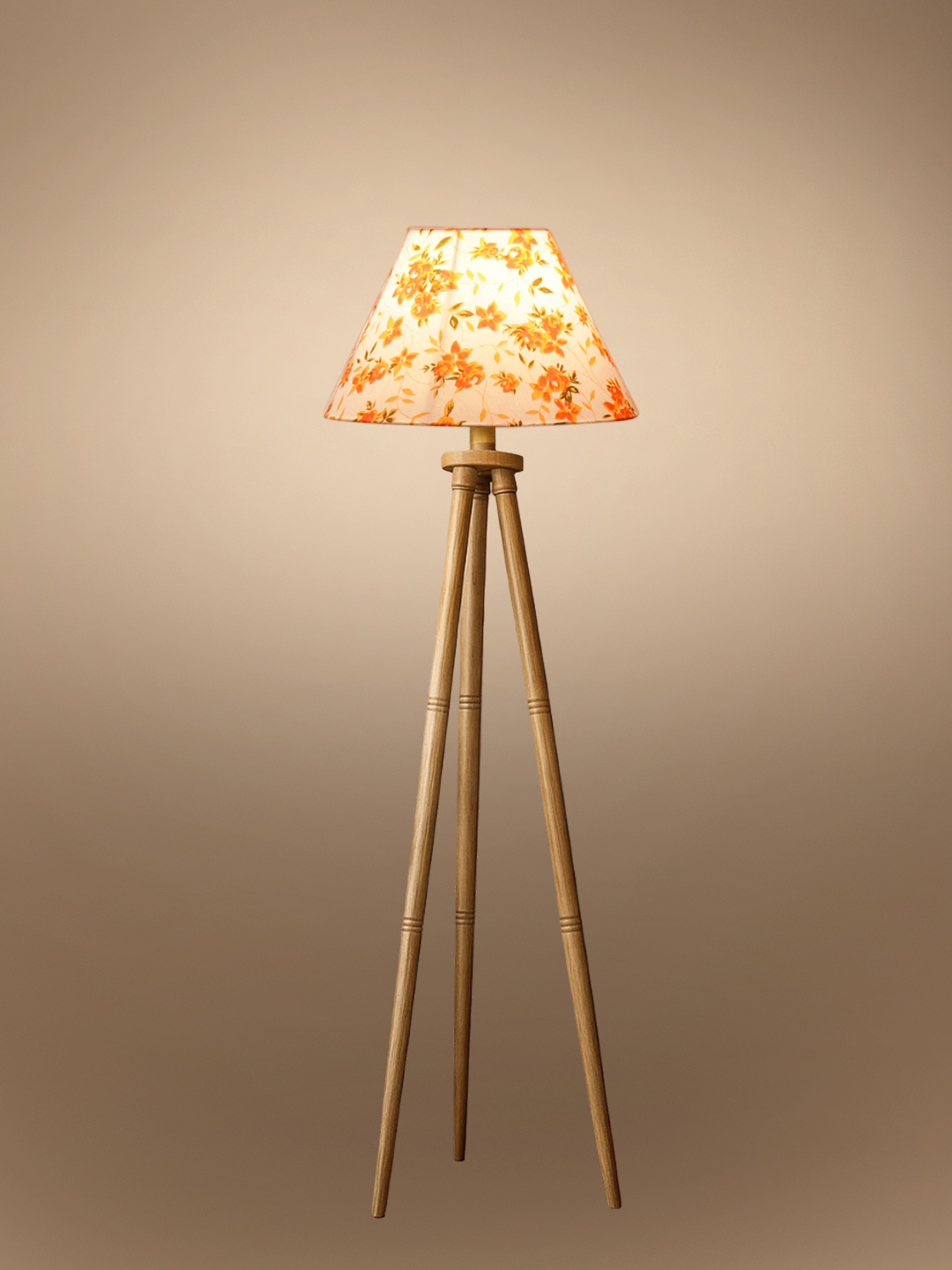 Multi Cotton Conical Shade Wooden Tripod Floor Lamp for Living Room, Bedroom & Hotel Decor | Modern Standing Lamp with Natural Wood Base, E27 Holder, Ambient Lighting & Premium Home Decor - Image 6