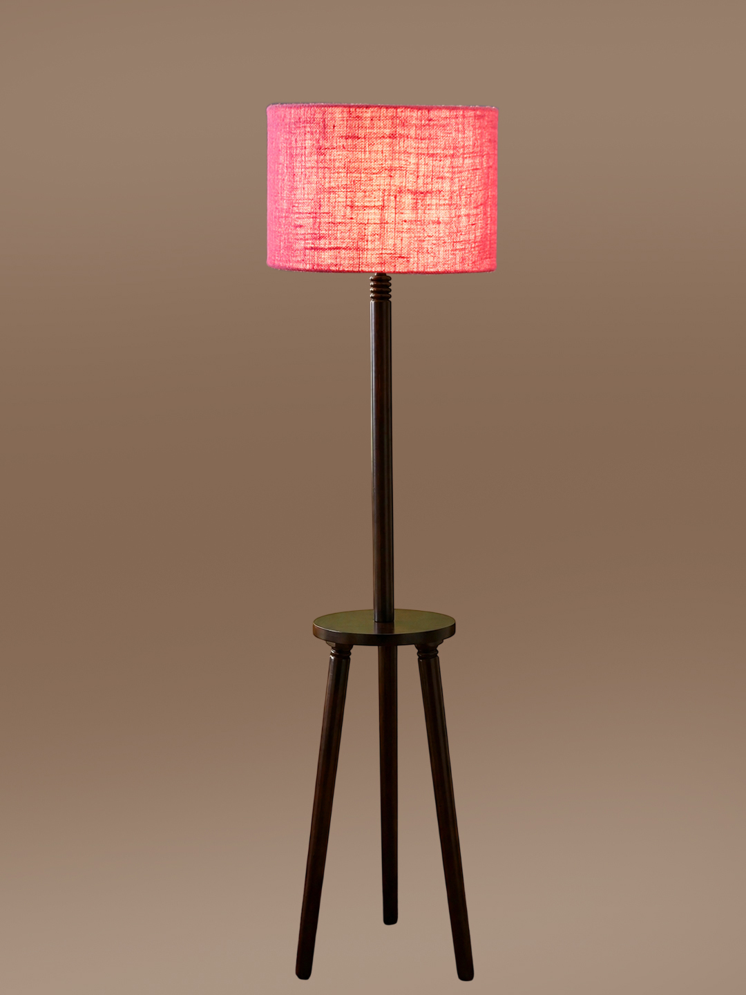 Premium Pink Jute Shade Floor Lamp with Wooden Shelf Stand for Living Room, Bedroom & Reading Corner | Modern Decorative Standing Lamp | Solid Wood Base | Elegant Home Lighting - Image 6