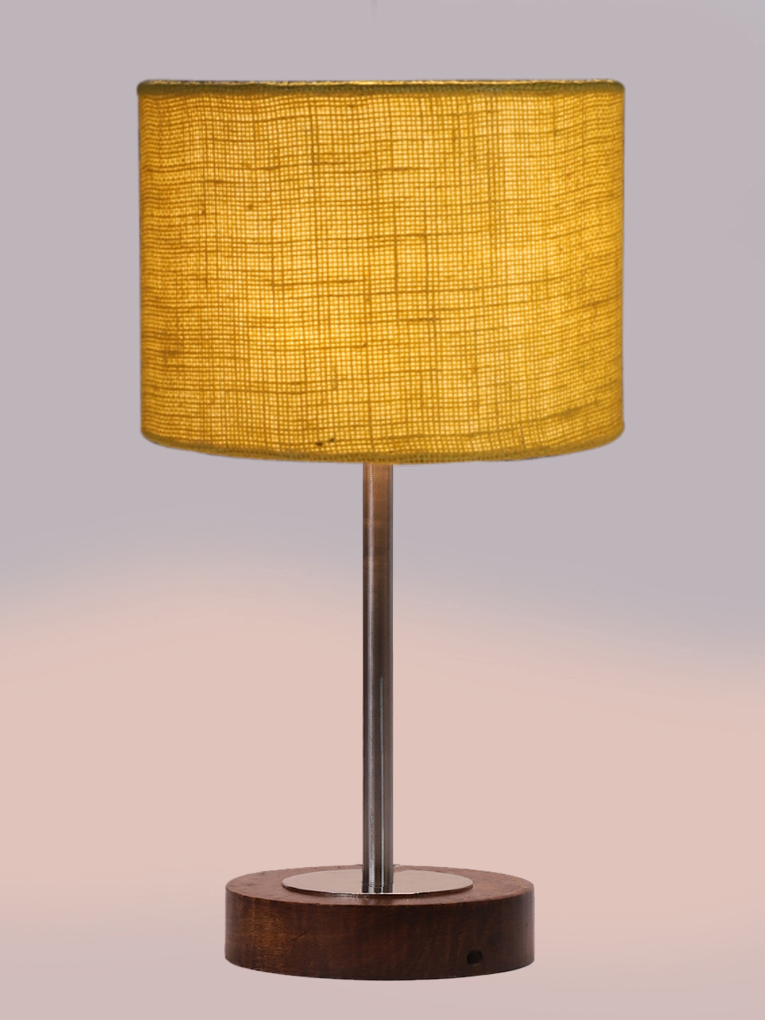 Ambika Home Luxury Premium Devansh Yellow Jute table lamp with Brown wood Base & Steel Pipe (7X17 inches)-17 Lamp with Yellow Shade for Living Room, Bedroom & Hallway - Image 6